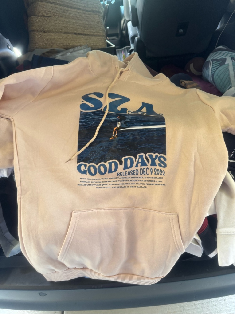 Hanes Crewneck Hoodie Pink with Blue Graphic "Good Days"